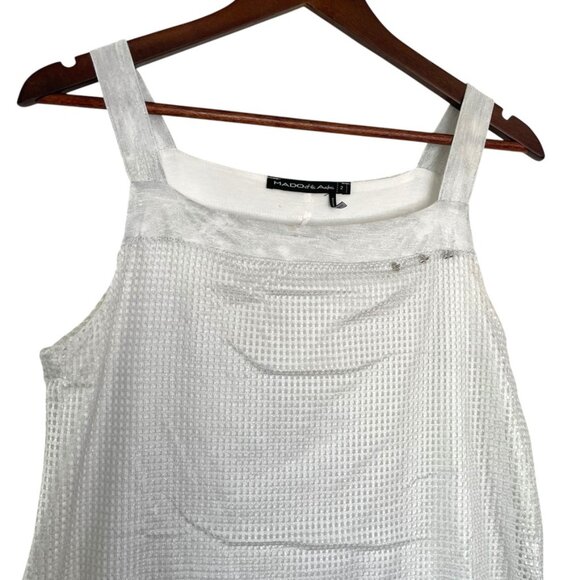 Mado et les Autres Layered Drop Waist Shift Dress Size 2 White Silver Sleeveless - Picture 2 of 4
